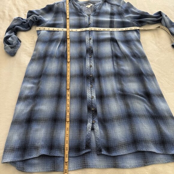J.Jill Women Plaid Elliptical Shirtdress‎ Size Large Cobalt Blue Casual Classic - Picture 8 of 9